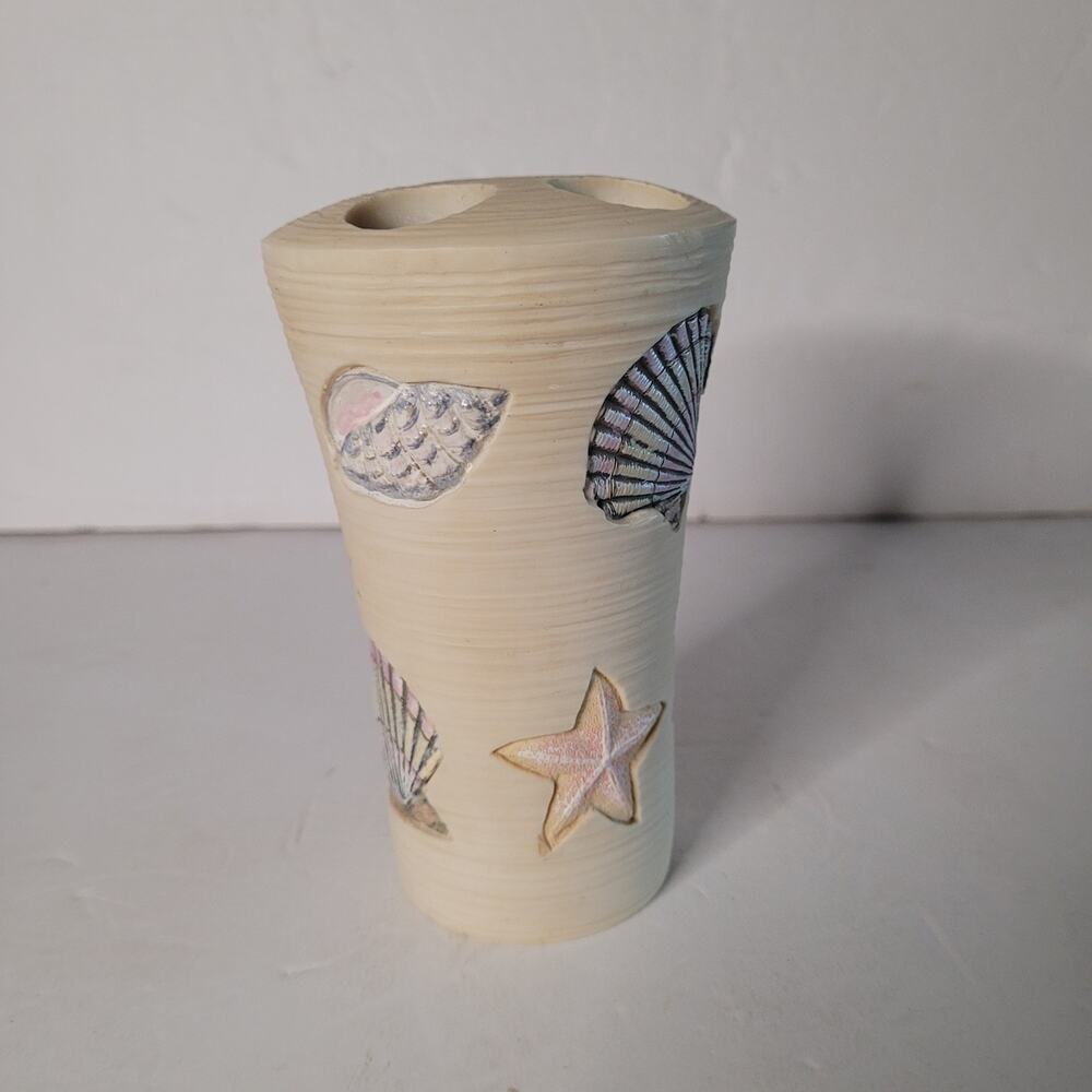 Charming Coastal Seashell Hand-Painted Resin Tumbler 4x3 inch